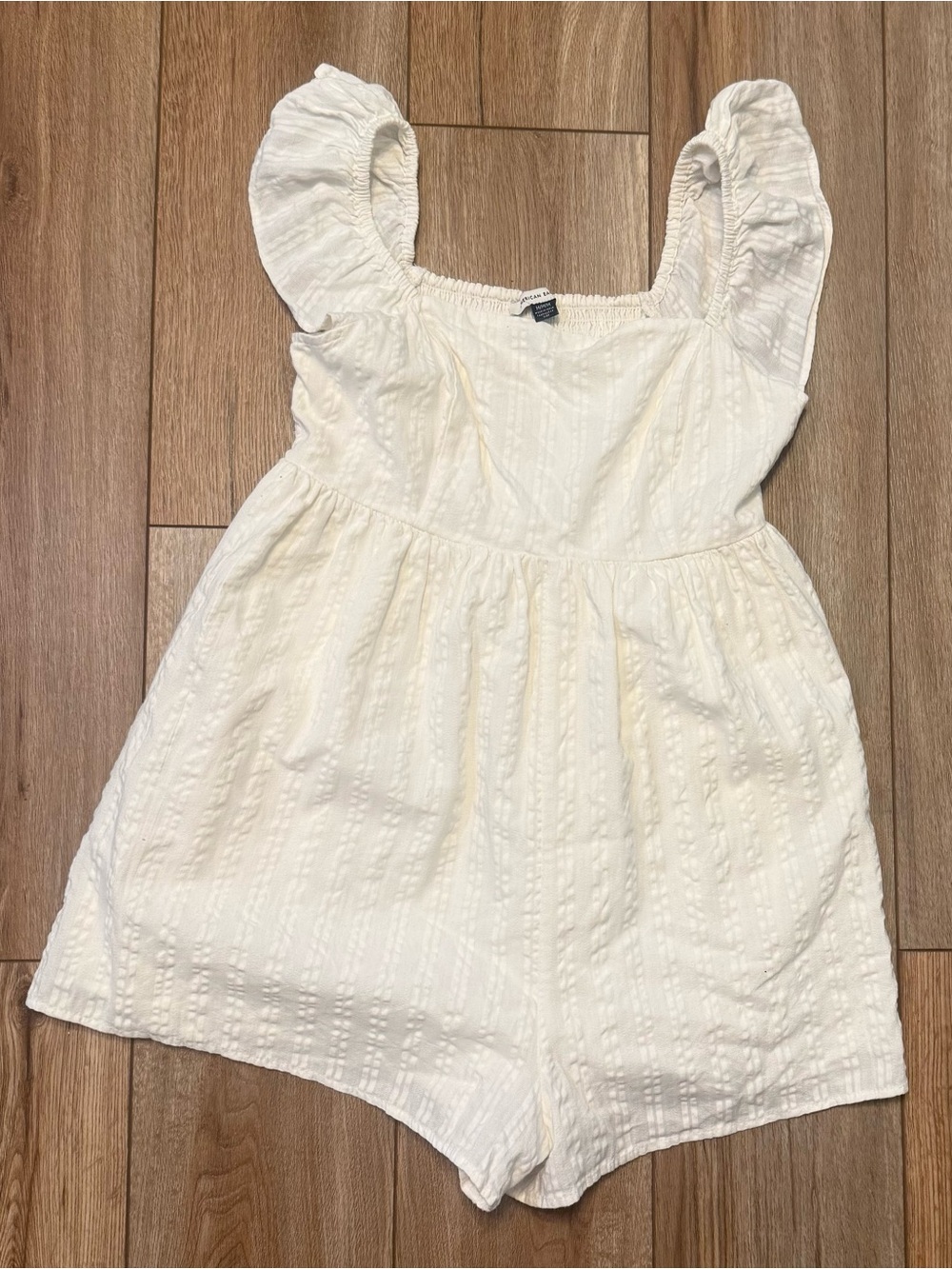 American Eagle Outfitters Cream Textured Romper